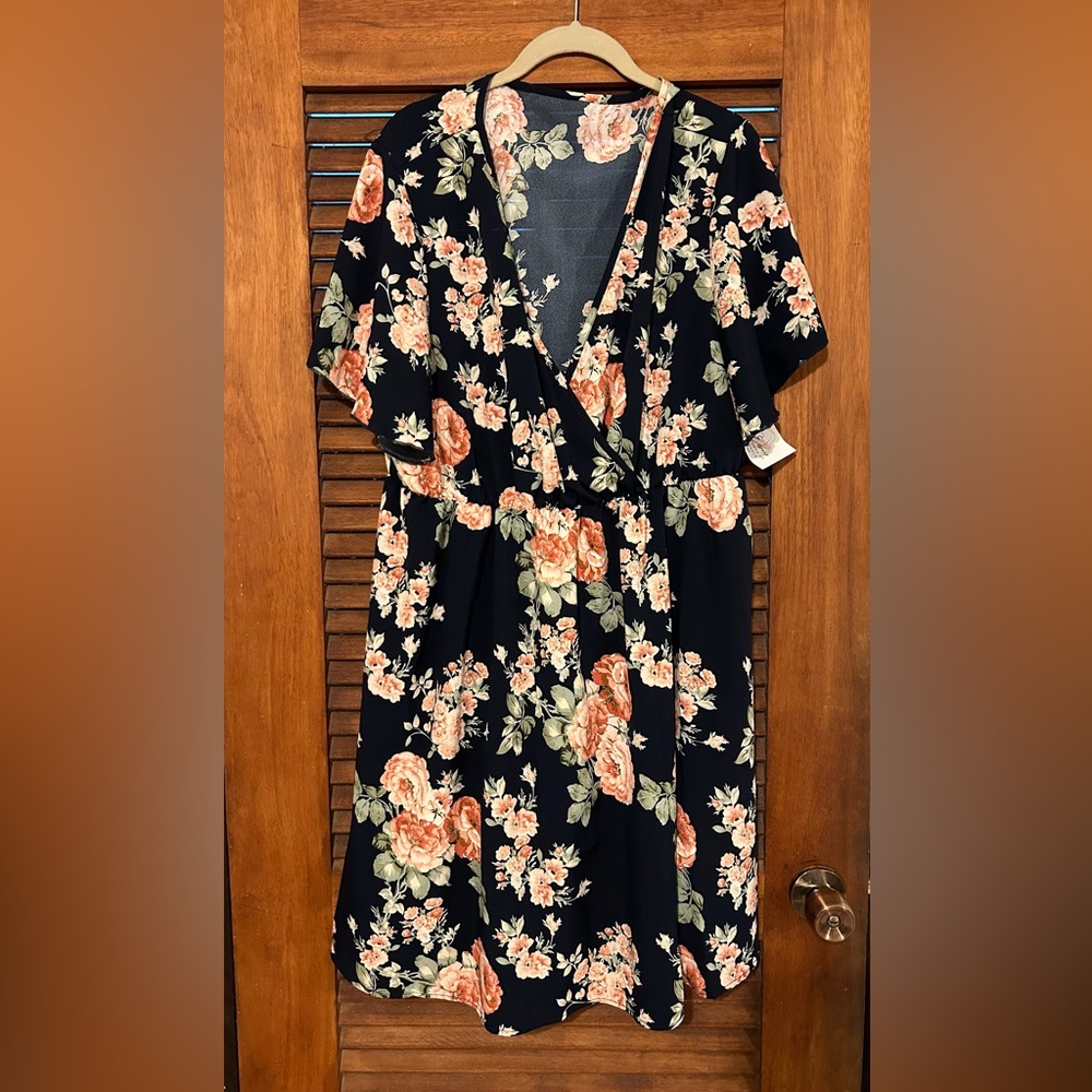Boho Floral Faux Wrap Summer Dress Size 3X
